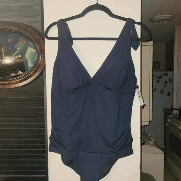 NWT JANTZEN SURPLICE ONE SHOULDER TIE SWIMSUIT - SIZE 14 - Picture 6 of 6